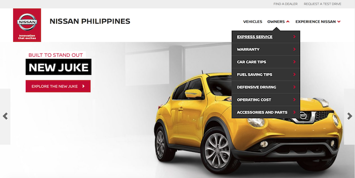 What information is on the Nissan Philippines website?